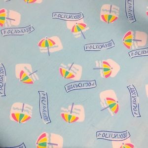 Fabric 100% Cotton Beach Umbrellas Holiday! Blue